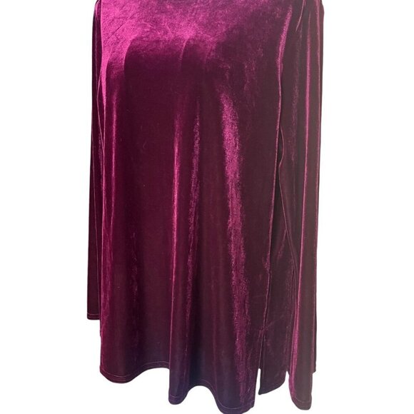 Vintage Always Caroline 14P Crushed Velvet Long Sleeve Top Maroon Fall - Picture 2 of 4